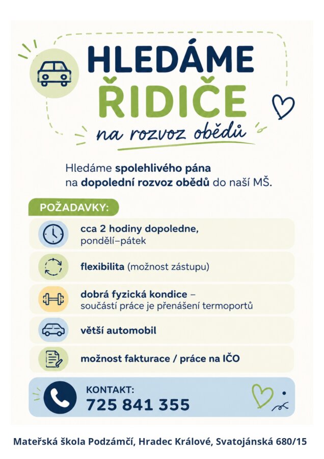 Nabídka práce - dovoz obědů